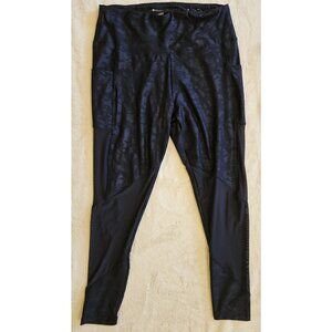 BALLY MIDNIGHT BLUE MESH CAMO ANKLE LEGGINGS  SIZE  LARGE